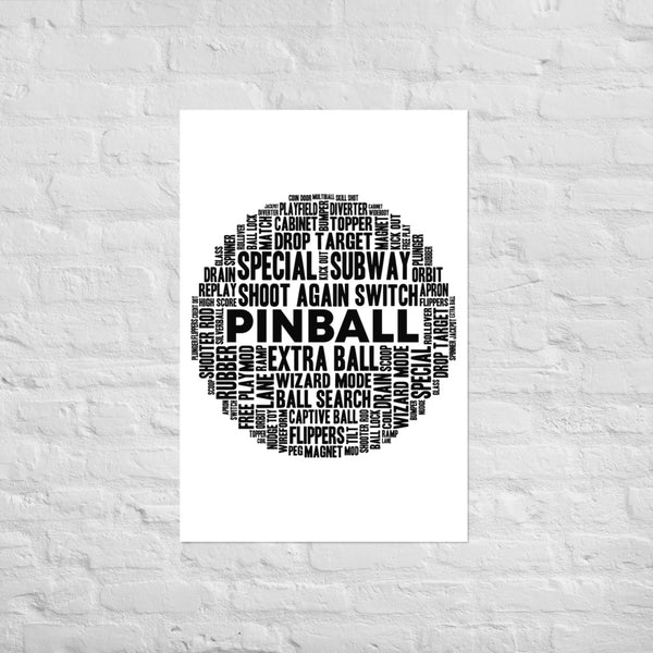 PINBALL WORDS BLACK BALL PINBALL POSTER