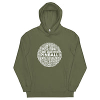 PINBALL WORDS WHITE BALL PINBALL HOODIE