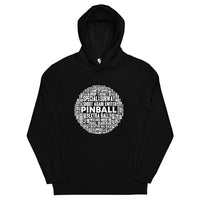 PINBALL WORDS WHITE BALL PINBALL HOODIE