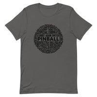 PINBALL WORDS BLACK BALL PINBALL T-SHIRT