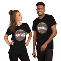 PINBALL WORDS PINBALL SHAPED PINBALL T-SHIRT