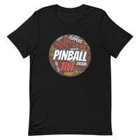 PINBALL WORDS PINBALL SHAPED PINBALL T-SHIRT