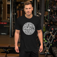 PINBALL WORDS WHITE BALL PINBALL T-SHIRT