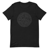 PINBALL WORDS BLACK BALL PINBALL T-SHIRT