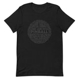 PINBALL WORDS BLACK BALL PINBALL T-SHIRT