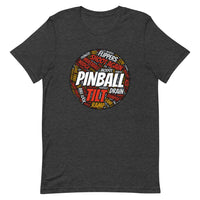 PINBALL WORDS PINBALL SHAPED PINBALL T-SHIRT