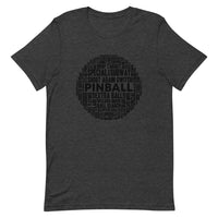 PINBALL WORDS BLACK BALL PINBALL T-SHIRT