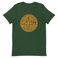 PINBALL WORDS ORANGE BALL PINBALL T-SHIRT