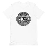 PINBALL WORDS BLACK BALL PINBALL T-SHIRT