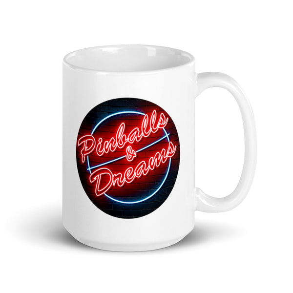 PINBALLS AND DREAMS NEON CIRCLE LOGO MUG