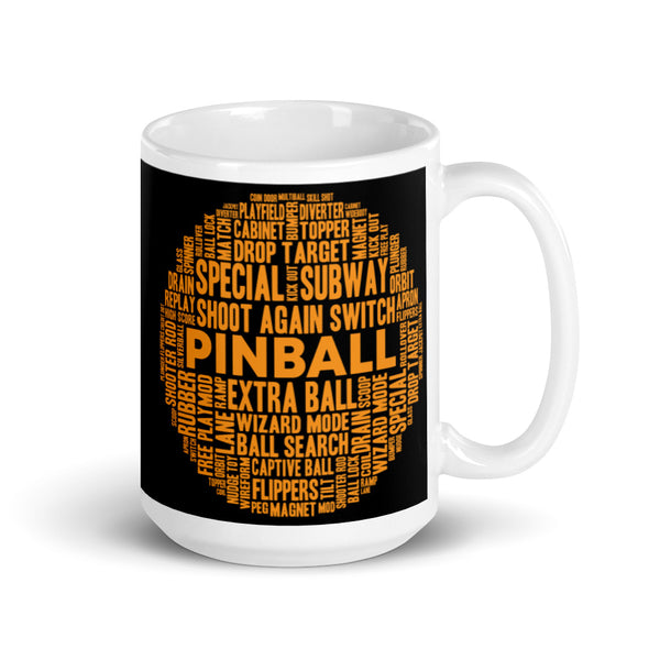 PINBALL WORD BALL ORANGE PINBALL MUG